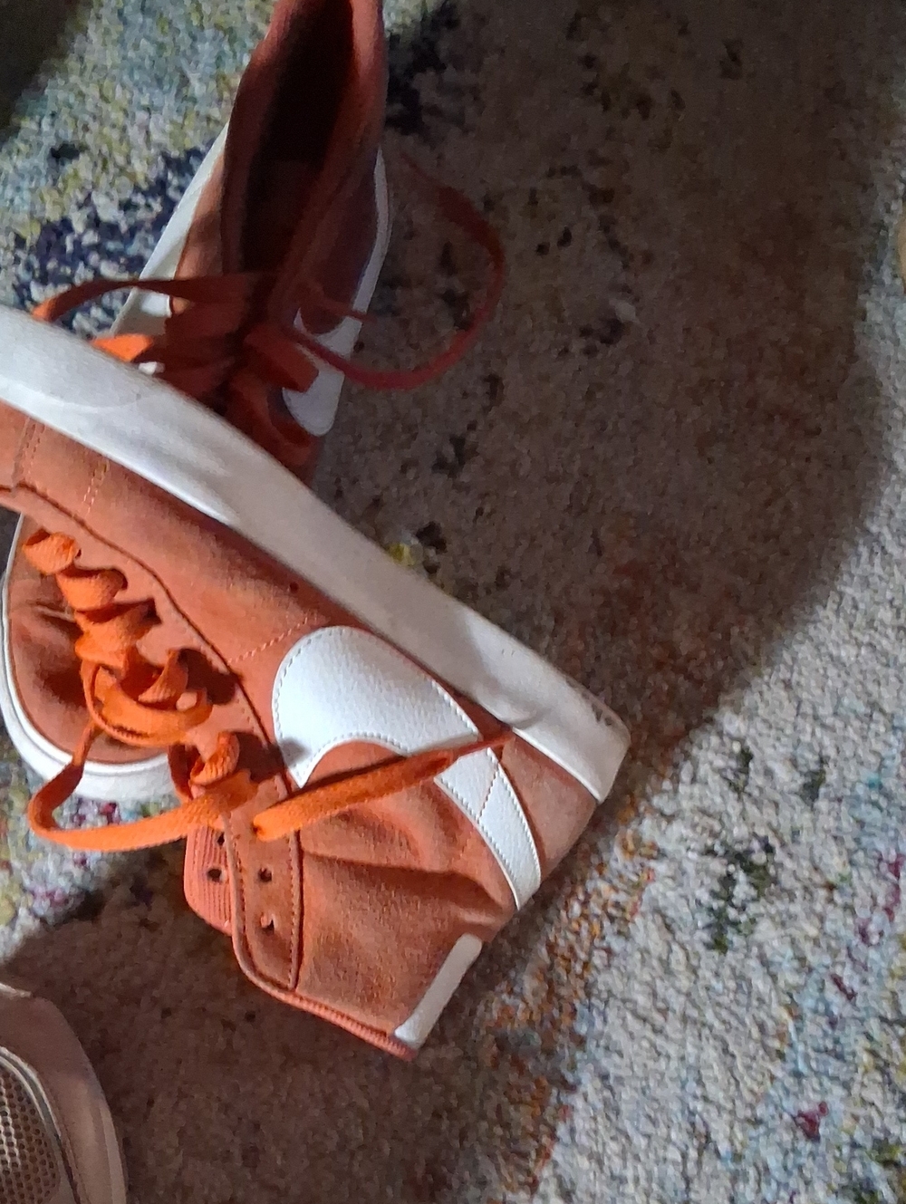 Orange Suede Sneakers with White Swoosh
